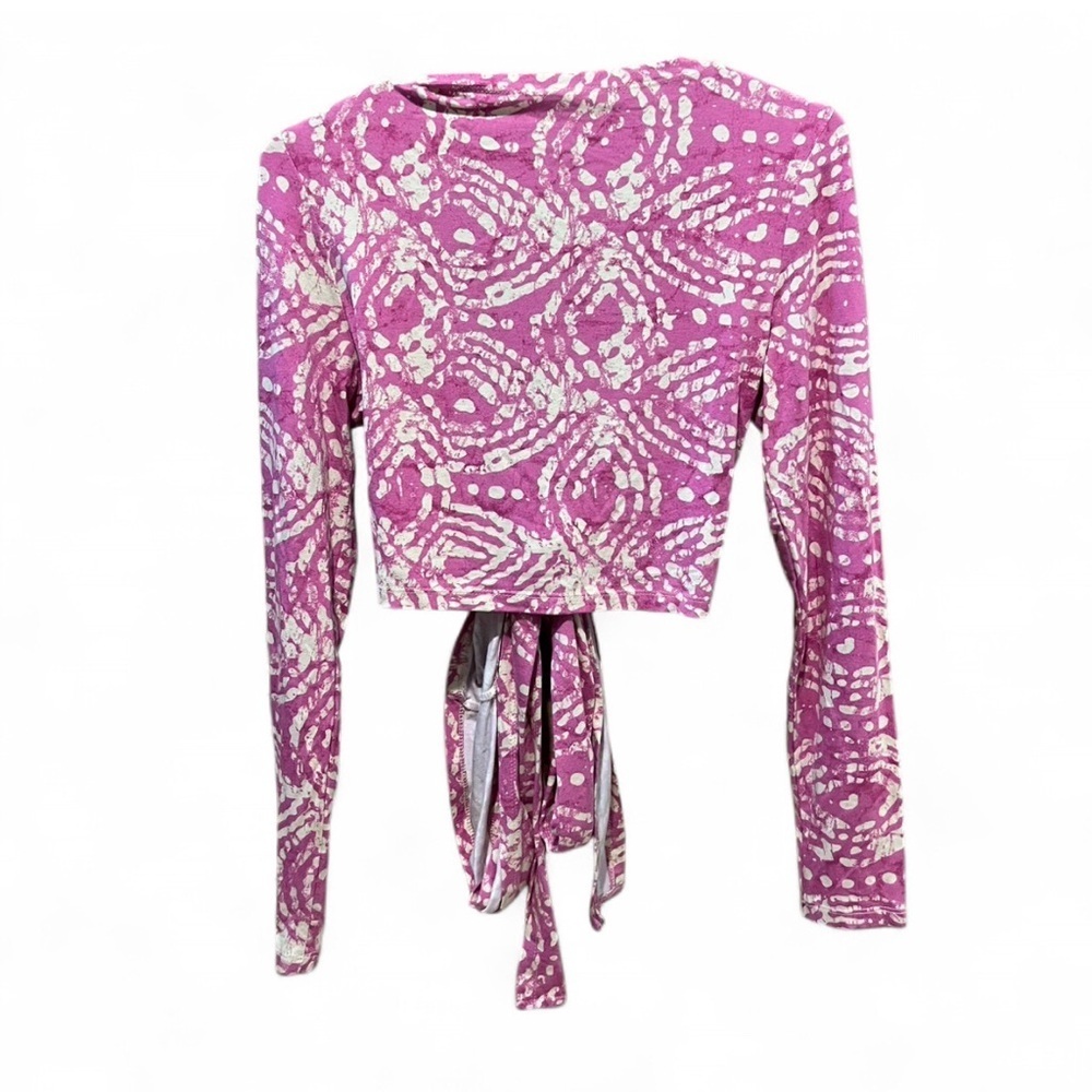 Daily Practice by Anthropologie Wrap Crop Top – Pink & Beige – Size Small - Picture 3 of 8